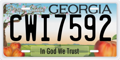 GA license plate CWI7592