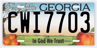 GA license plate CWI7703