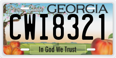 GA license plate CWI8321