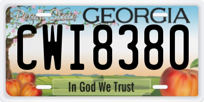 GA license plate CWI8380