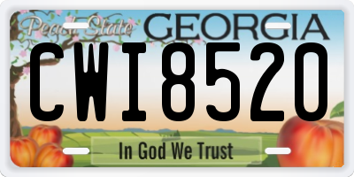 GA license plate CWI8520