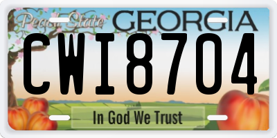 GA license plate CWI8704