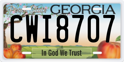 GA license plate CWI8707