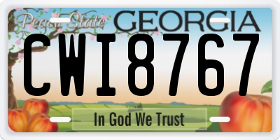 GA license plate CWI8767
