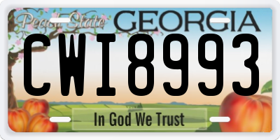 GA license plate CWI8993