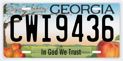 GA license plate CWI9436