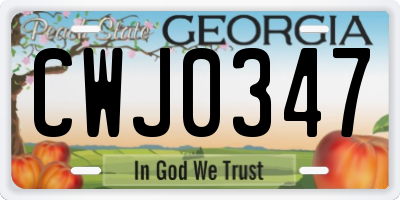 GA license plate CWJ0347