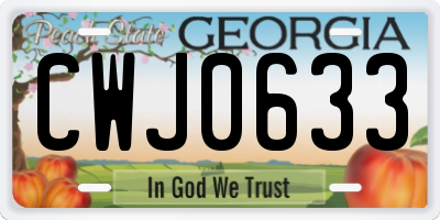GA license plate CWJ0633