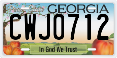 GA license plate CWJ0712