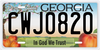GA license plate CWJ0820