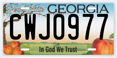 GA license plate CWJ0977