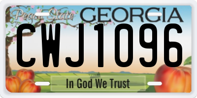 GA license plate CWJ1096