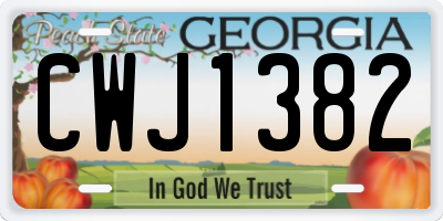 GA license plate CWJ1382