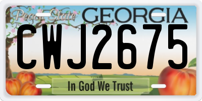 GA license plate CWJ2675