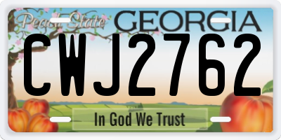 GA license plate CWJ2762