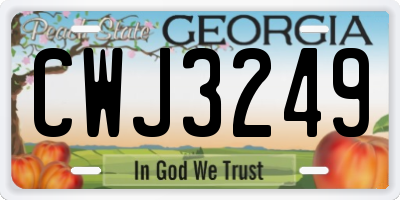 GA license plate CWJ3249