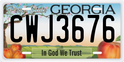GA license plate CWJ3676