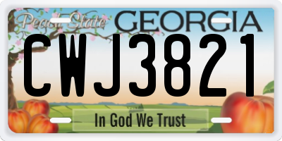 GA license plate CWJ3821