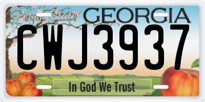 GA license plate CWJ3937