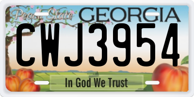 GA license plate CWJ3954