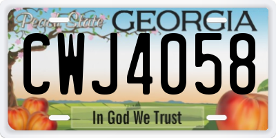 GA license plate CWJ4058