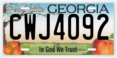 GA license plate CWJ4092