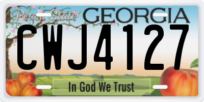 GA license plate CWJ4127