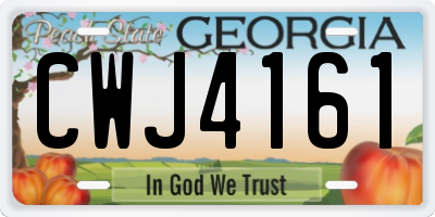 GA license plate CWJ4161