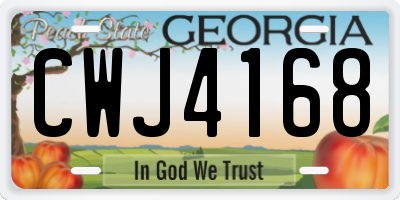 GA license plate CWJ4168
