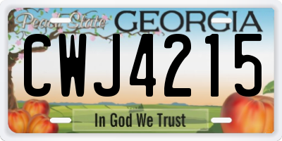 GA license plate CWJ4215