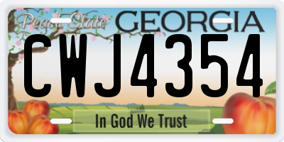 GA license plate CWJ4354