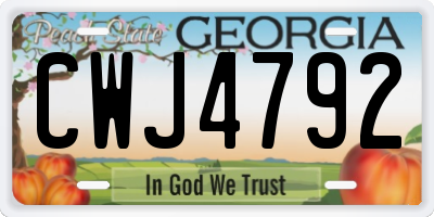 GA license plate CWJ4792