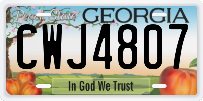 GA license plate CWJ4807