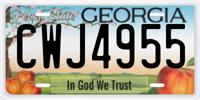 GA license plate CWJ4955