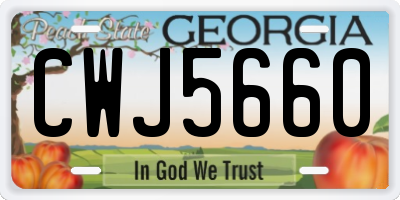 GA license plate CWJ5660