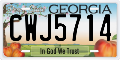 GA license plate CWJ5714