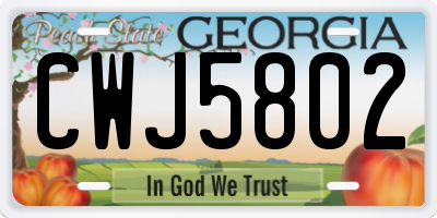 GA license plate CWJ5802