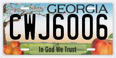 GA license plate CWJ6006