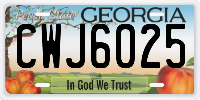 GA license plate CWJ6025