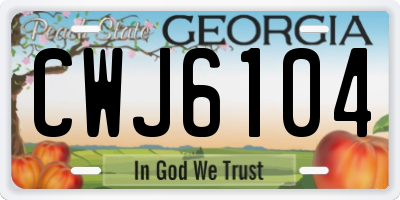 GA license plate CWJ6104