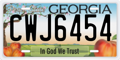 GA license plate CWJ6454