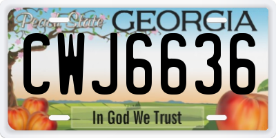 GA license plate CWJ6636