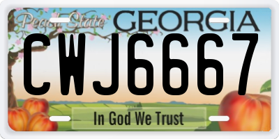 GA license plate CWJ6667