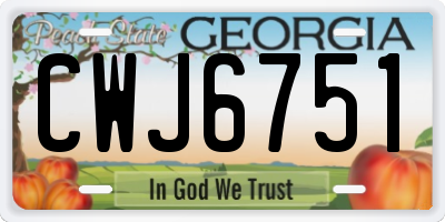 GA license plate CWJ6751