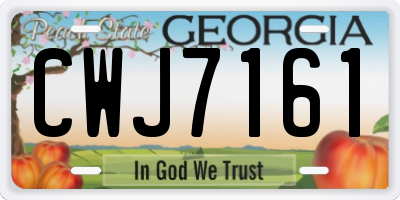 GA license plate CWJ7161