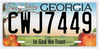 GA license plate CWJ7449