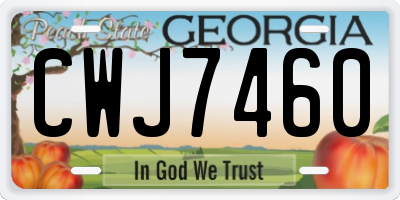 GA license plate CWJ7460