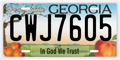 GA license plate CWJ7605