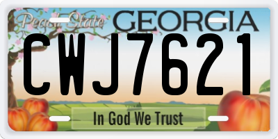 GA license plate CWJ7621