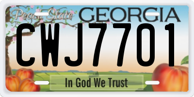 GA license plate CWJ7701